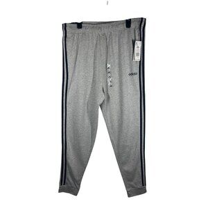 Adidas‎ Sweatpants Men's 2XL Gray Regular Tapered Track Pants Black Stripes NEW